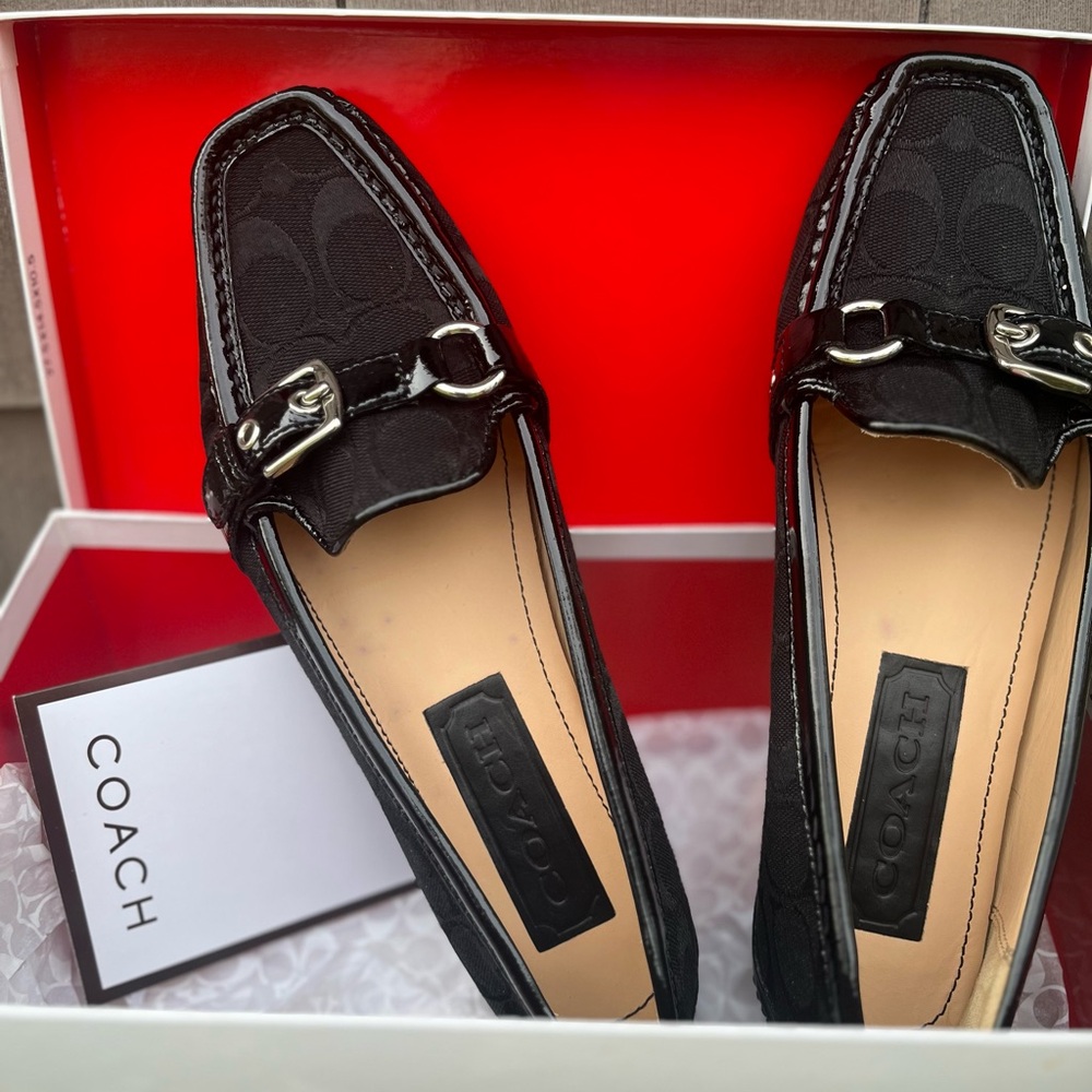 Coach Black Signature Canvas Horsebit Loafers/NEVER WORN in ORIGINAL BOX